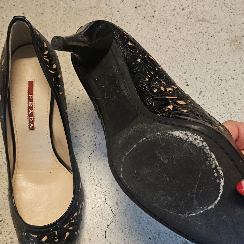 Prada Black and Tan Women's Heels